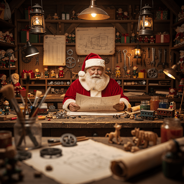 Workshop Views - Another angle of the magical toy workshop.. Choose this magical backdrop for your personalized Santa video message.